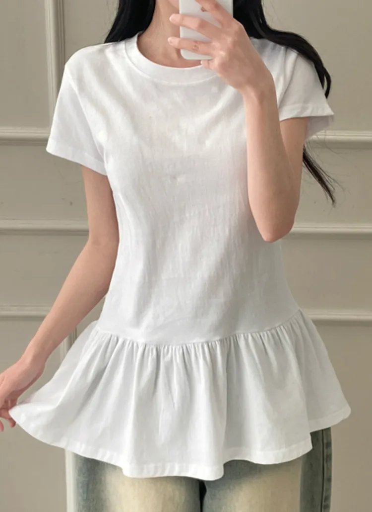 ラウンドネックフレア半袖Tシャツ | creamsugar | 詳細画像3